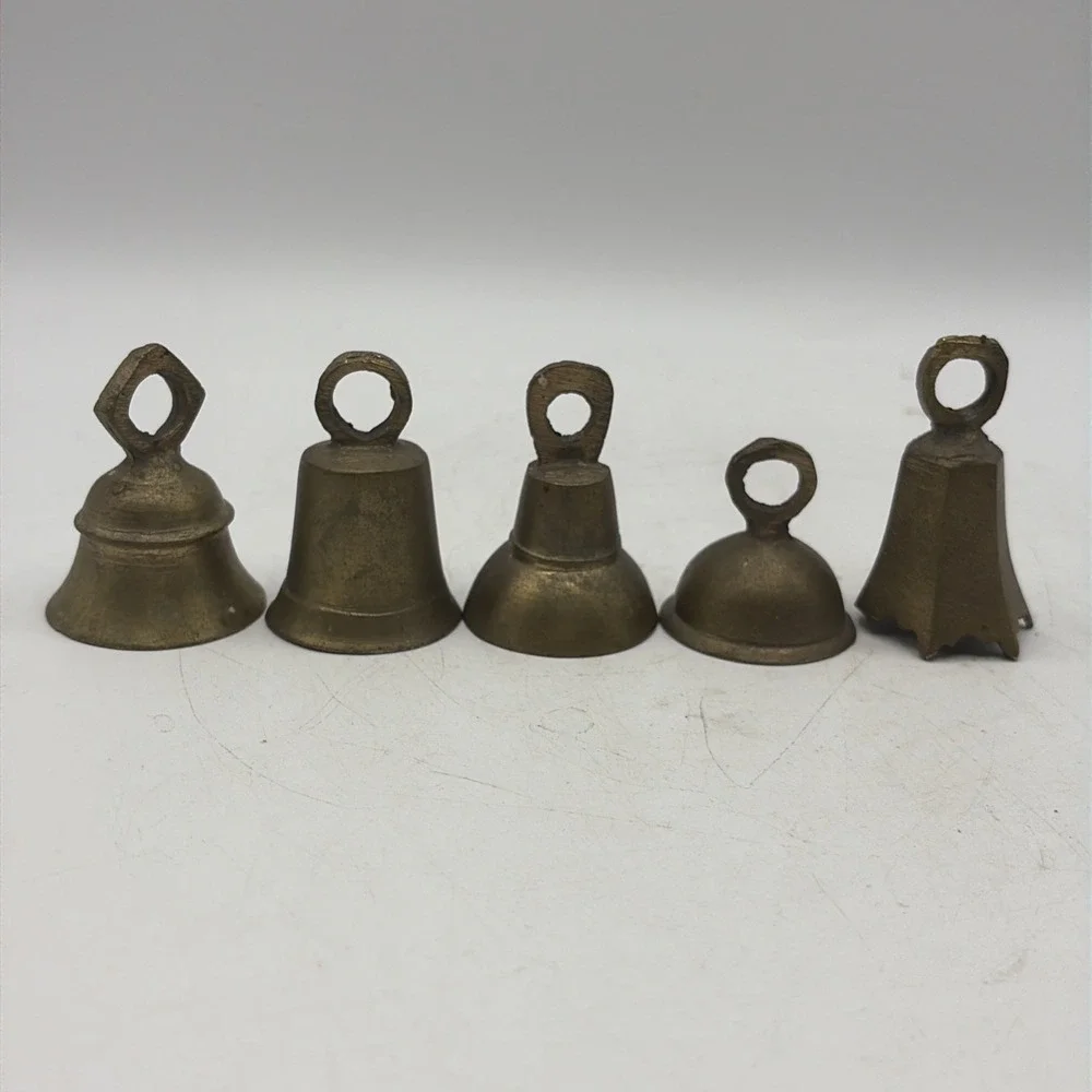Vintage Brass Wind Chime Bells Lot of 5 SARNA India Hanging Craft Bells